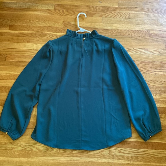 J.Crew ruffleneck top in 365 crepe - green - Picture 6 of 8